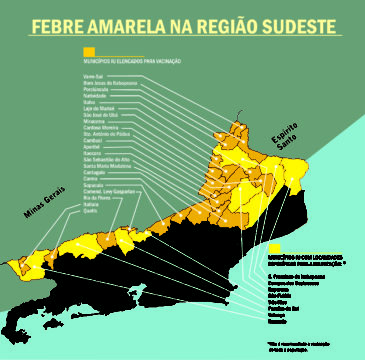 Mapa da vacinação da Febre Amarela no Rio (Foto: Divulgação) 