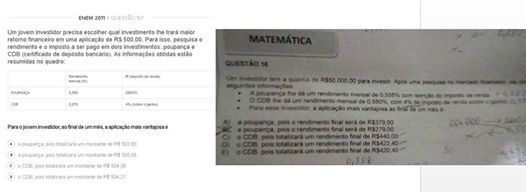 Questão de prova de Matemática para o cargo de Auxiliar Administrativo seria igual a do Enem 2011 (Foto: Reprodução)