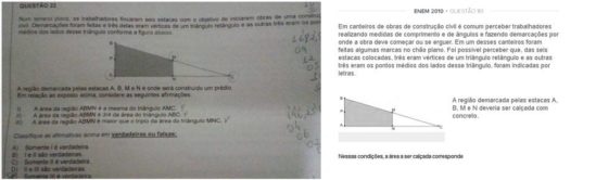Questão de Matemática para o cargo de Auxiliar Administrativo seria igual a do Enem de 2010 (Foto: Reprodução)