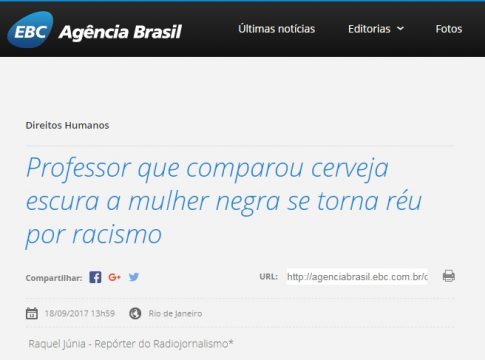 Site Agência Brasil repercutiu o caso nesta segunda-feira (Reprodução)
